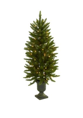 4 Ft Christmas Tree with Urn and Clear Lights