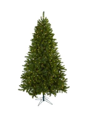 Nearly Natural 7.5 ft Windermere Christmas Tree with Clear Lights, Green, 7.5 Foot