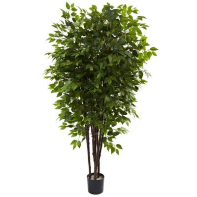 Nearly Natural 6.5-Foot Deluxe Ficus Tree, Green