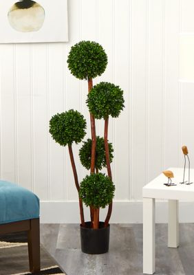 Nearly Natural 4-Foot Boxwood Topiary Tree, Green