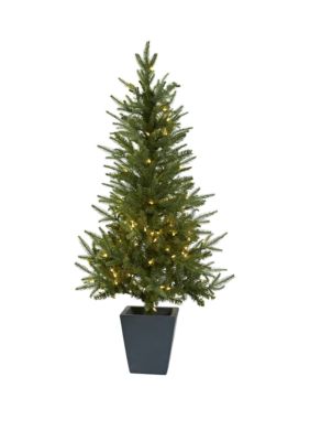4.5 ft Christmas Tree with Clear Lights & Decorative Planter