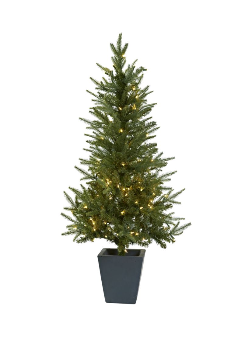 4.5 ft Christmas Tree with Clear Lights & Decorative Planter