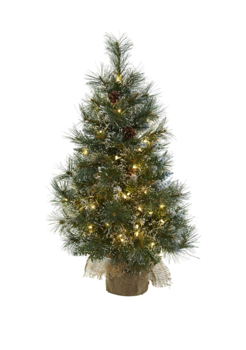 3 ft Christmas Tree with Clear Lights and Frosted Tips