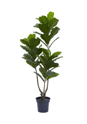 Nearly Natural 65-Inch Fiddle Leaf Tree UV Resistant (Indoor/Outdoor), Green