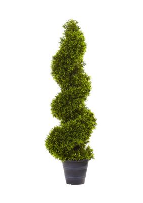 Nearly Natural Grass Spiral Topiary with Deco Planter, Green