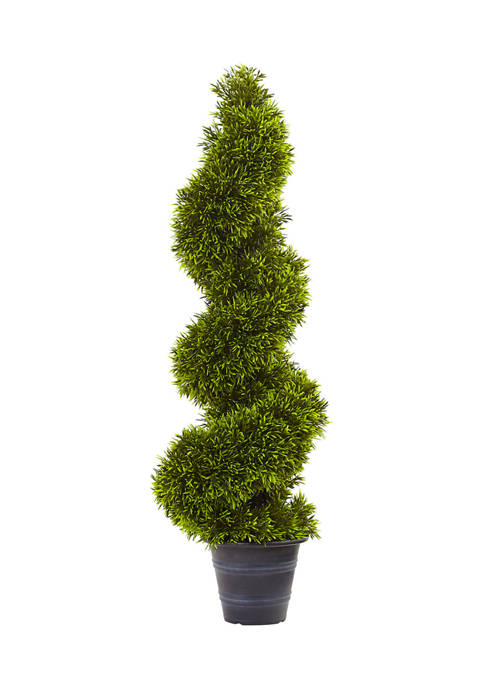 Nearly Natural Grass Spiral Topiary with Deco Planter