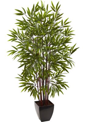 Nearly Natural Bamboo Silk Tree with Planter, Green