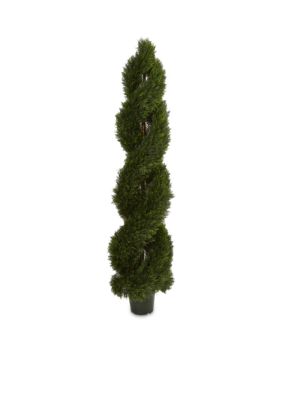 Nearly Natural Double Pond Cypress Spiral Topiary (Indoor/Outdoor), Green