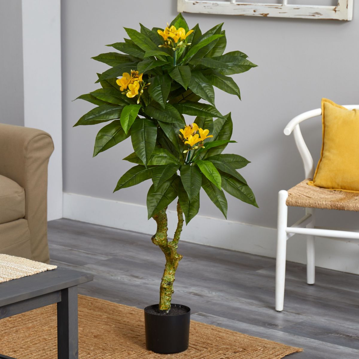 4-Foot Plumeria Artificial Tree UV Resistant (Indoor/Outdoor)
