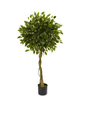 Nearly Natural Ficus Artificial Topiary Tree (Indoor/Outdoor), Green