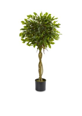 Nearly Natural 4-ft. Ficus Artificial Topiary Tree (Indoor/Outdoor), Green