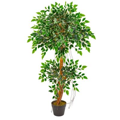 Nearly Natural 4-Foot Variegated Ficus Artificial Tree, Green