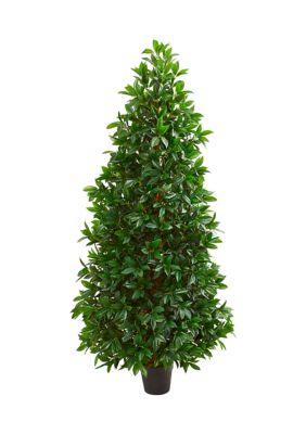 Nearly Natural Bay Leaf Cone Topiary Tree Indoor/Outdoor, Green