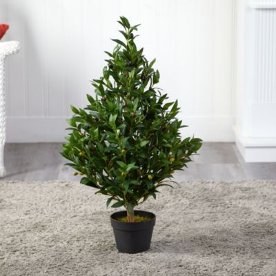 35-Inch Olive Cone Topiary Artificial Tree UV Resistant (Indoor/Outdoor)