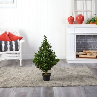 35-Inch Olive Cone Topiary Artificial Tree UV Resistant (Indoor/Outdoor)