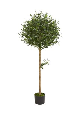 Nearly Natural Olive Topiary Tree, Green