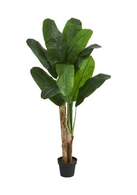 Nearly Natural Double Stalk Banana Tree, Green