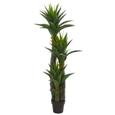 5-Foot Decorative Yucca Artificial Tree in Black Planter