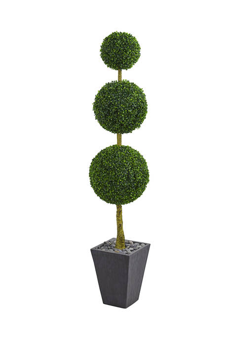 Nearly Natural Boxwood Triple Ball Topiary Tree in