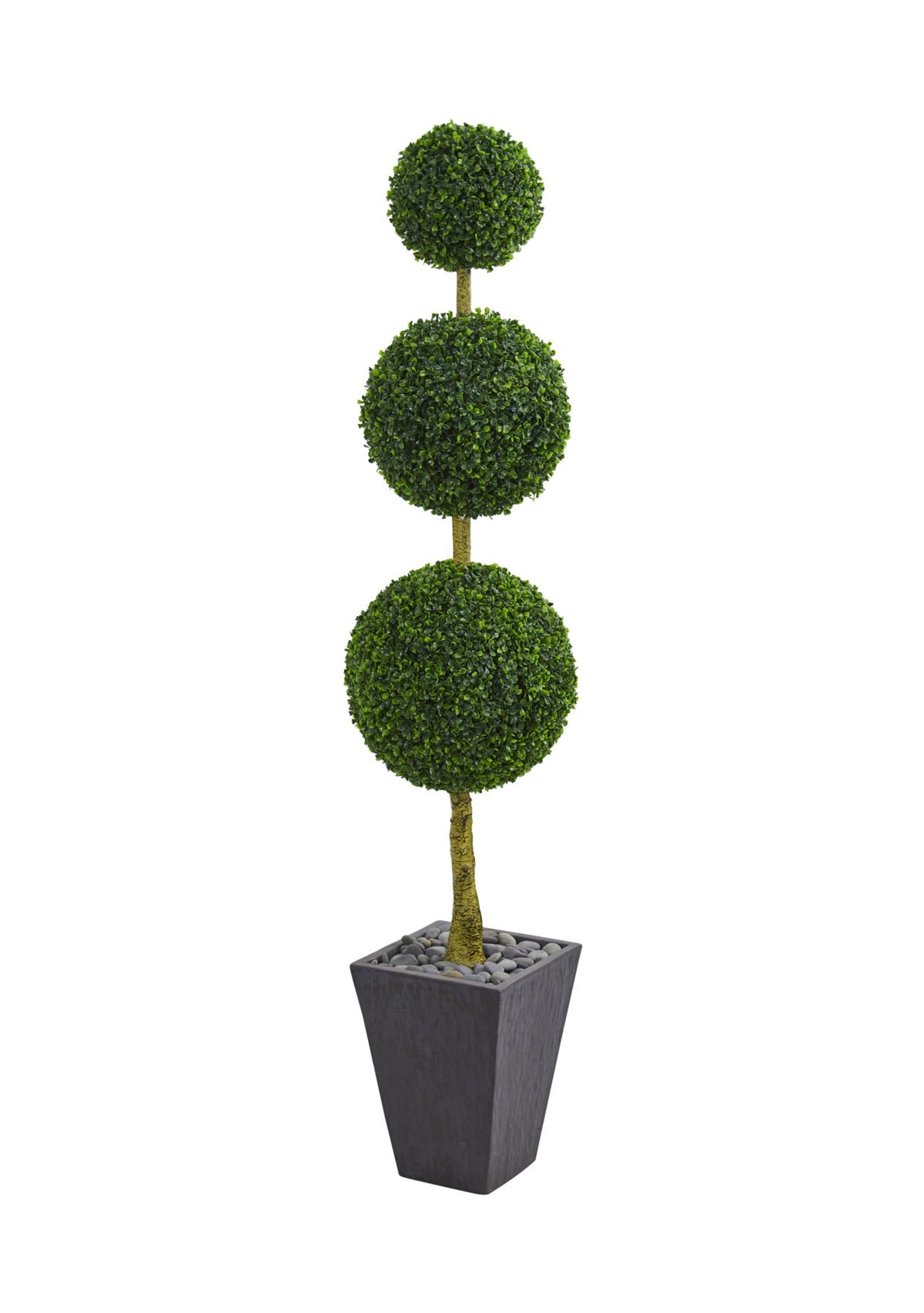Boxwood Triple Ball Topiary Tree in Slate Planter  Indoor/Outdoor