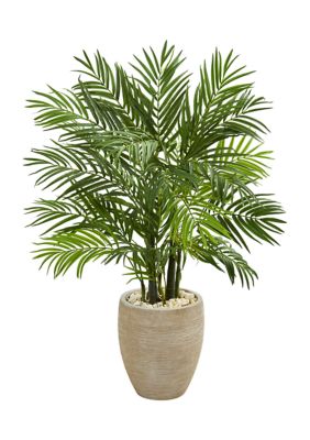 Nearly Natural Areca Palm Tree in Sand Planter, Green