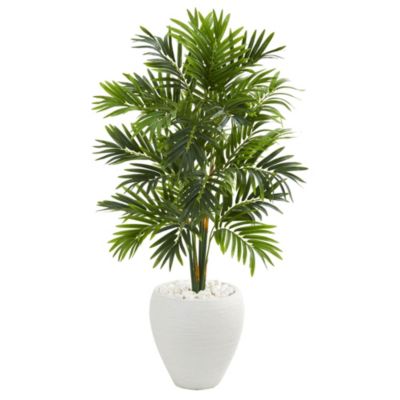 Nearly Natural 4-Foot Areca Artificial Palm Tree in White Planter