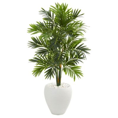 4-Foot Areca Artificial Palm Tree in White Planter