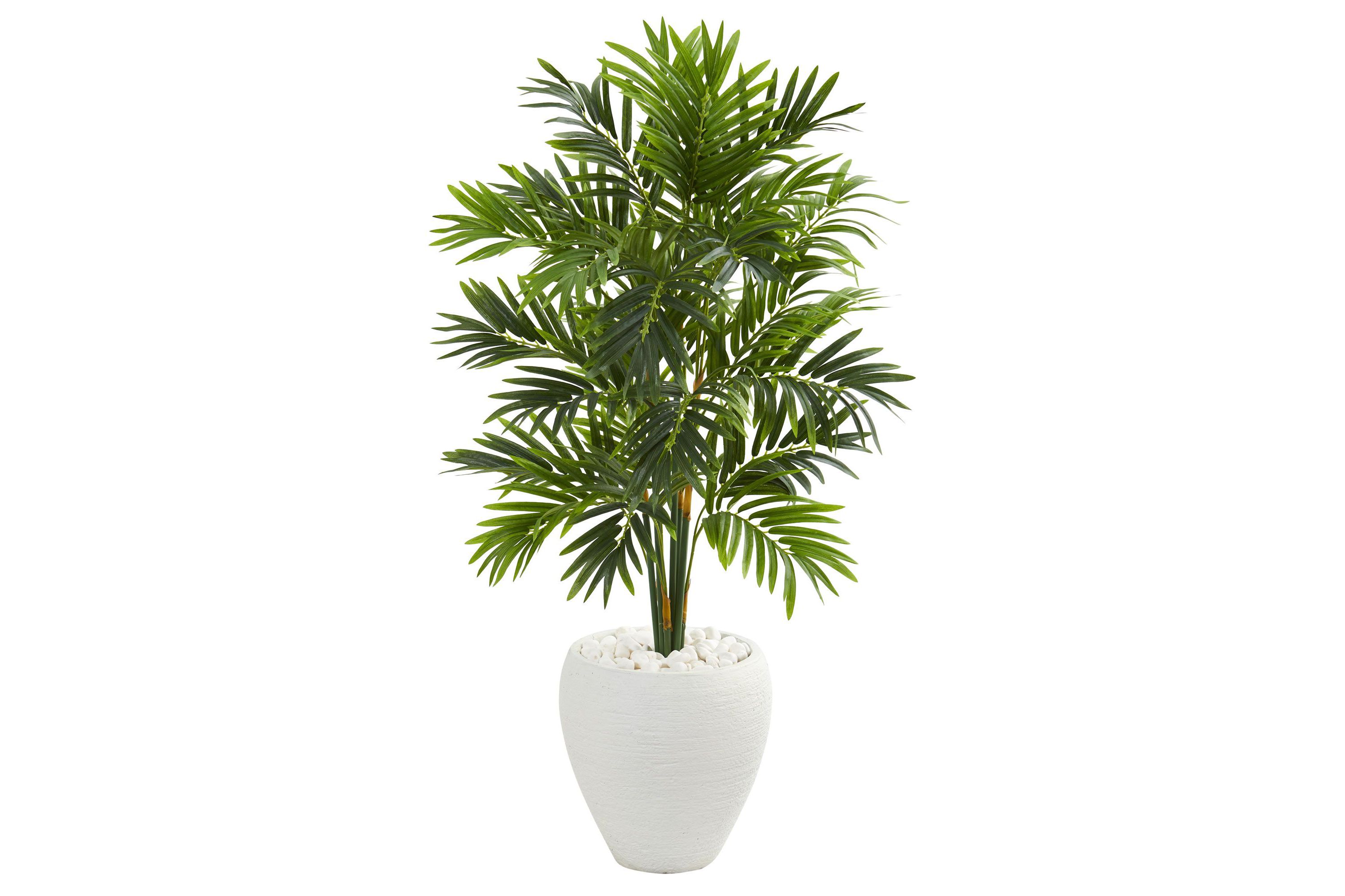 4-Foot Areca Artificial Palm Tree in White Planter