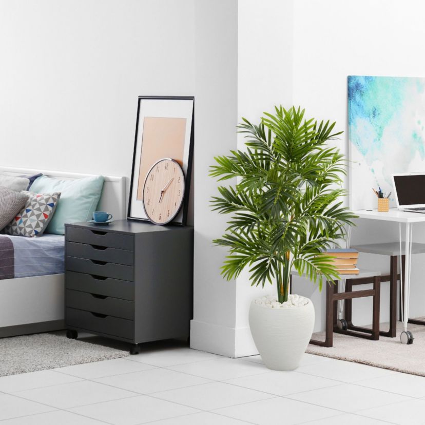 4-Foot Areca Artificial Palm Tree in White Planter