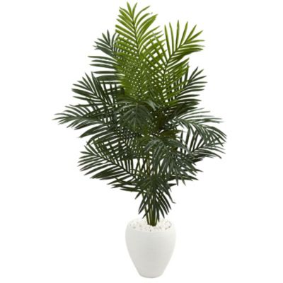 5.5-Foot Paradise Artificial Palm Tree in White Planter