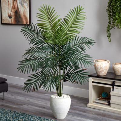 5.5-Foot Paradise Artificial Palm Tree in White Planter
