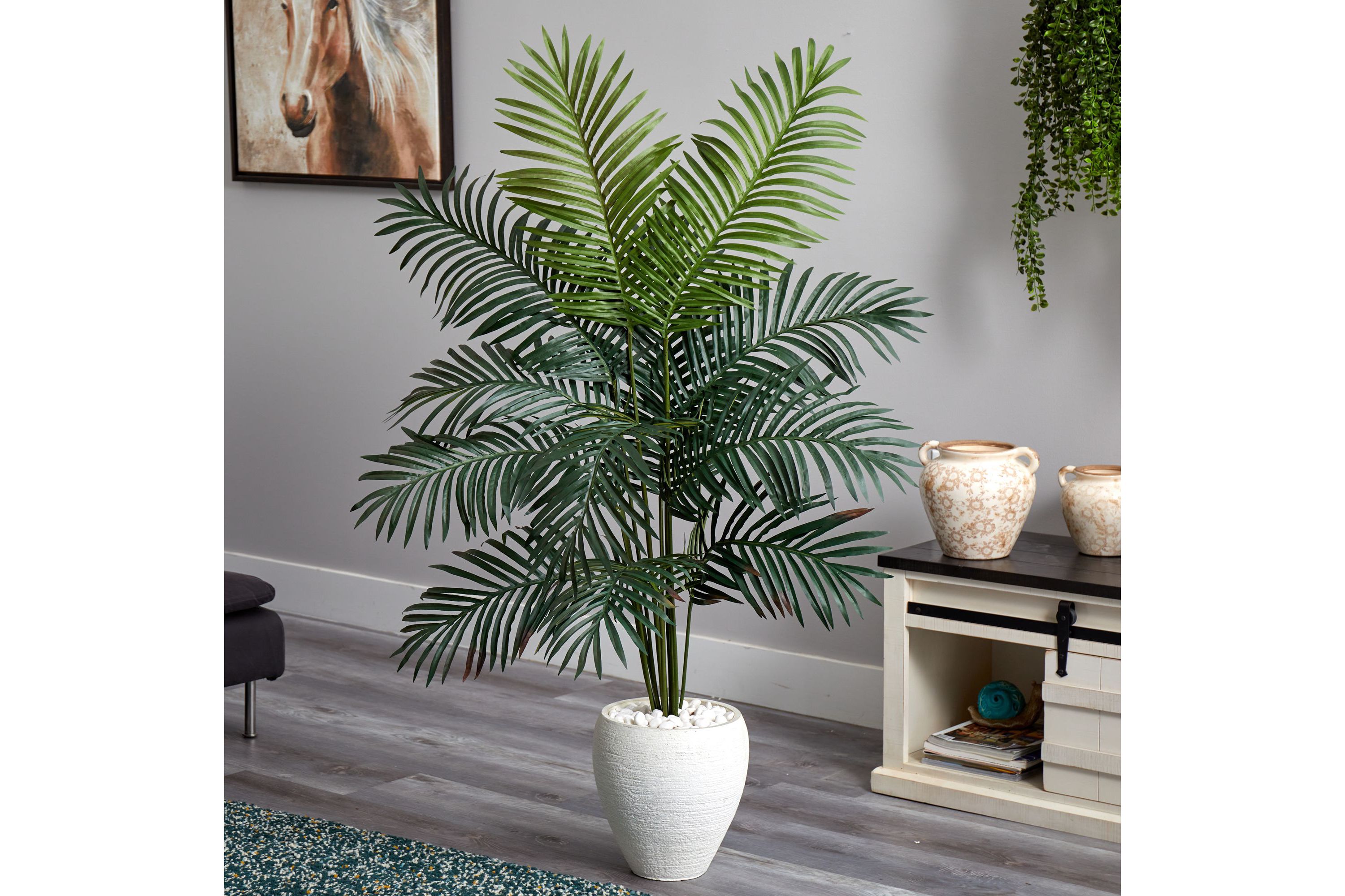 5.5-Foot Paradise Artificial Palm Tree in White Planter