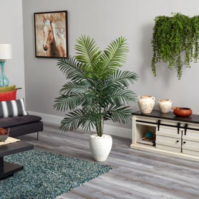 5.5-Foot Paradise Artificial Palm Tree in White Planter