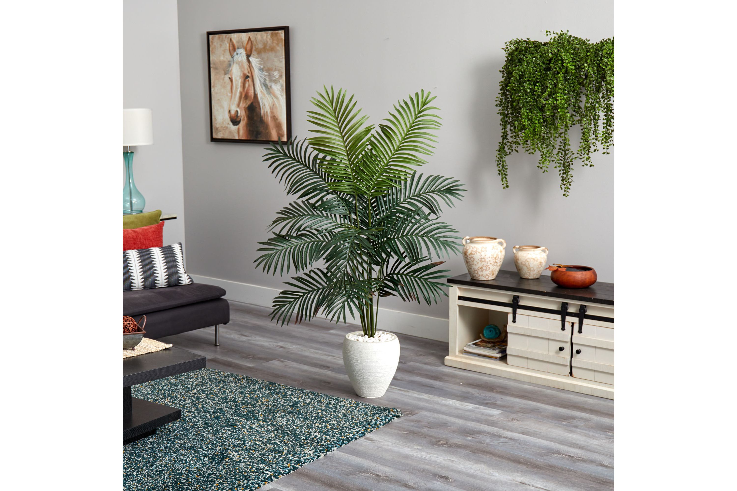 5.5-Foot Paradise Artificial Palm Tree in White Planter