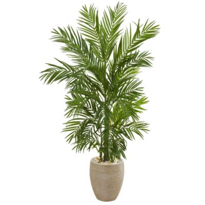 Nearly Natural 5-Foot Areca Palm Artificial Tree in Sand Colored Planter, Green