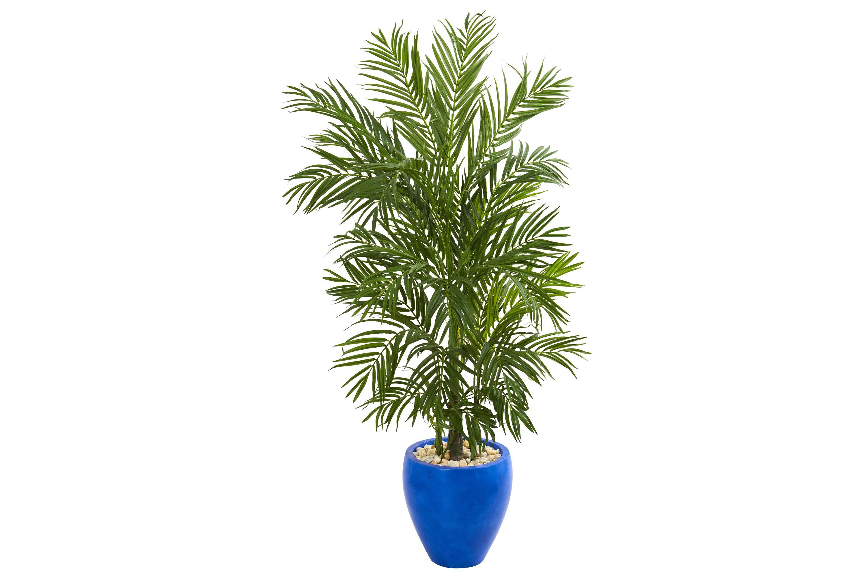 5.5-Foot Areca Palm Artificial Tree in Blue Planter