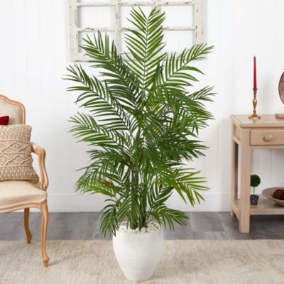 5-Foot Areca Palm Artificial Tree in White Planter