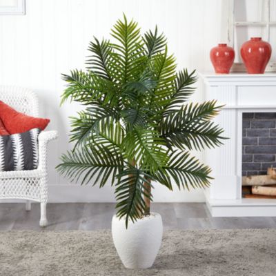 5-Foot Areca Palm Artificial Tree in White Planter (Real Touch)