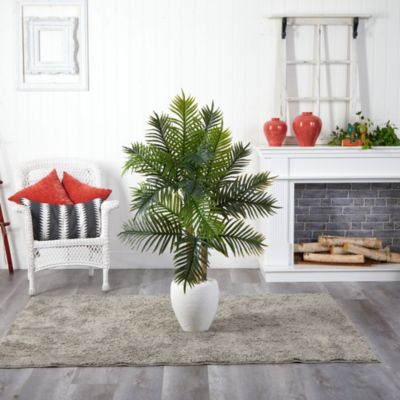 5-Foot Areca Palm Artificial Tree in White Planter (Real Touch)