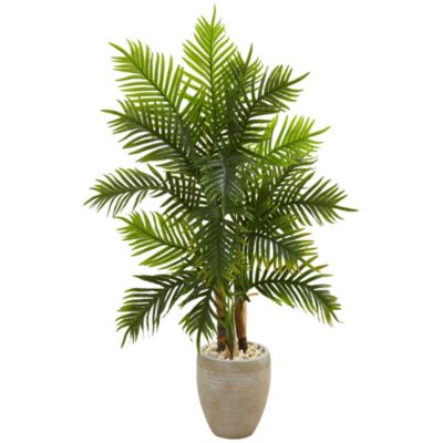 Nearly Natural 5-Foot Areca Palm Artificial Tree in Sand Colored Planter (Real Touch), Green