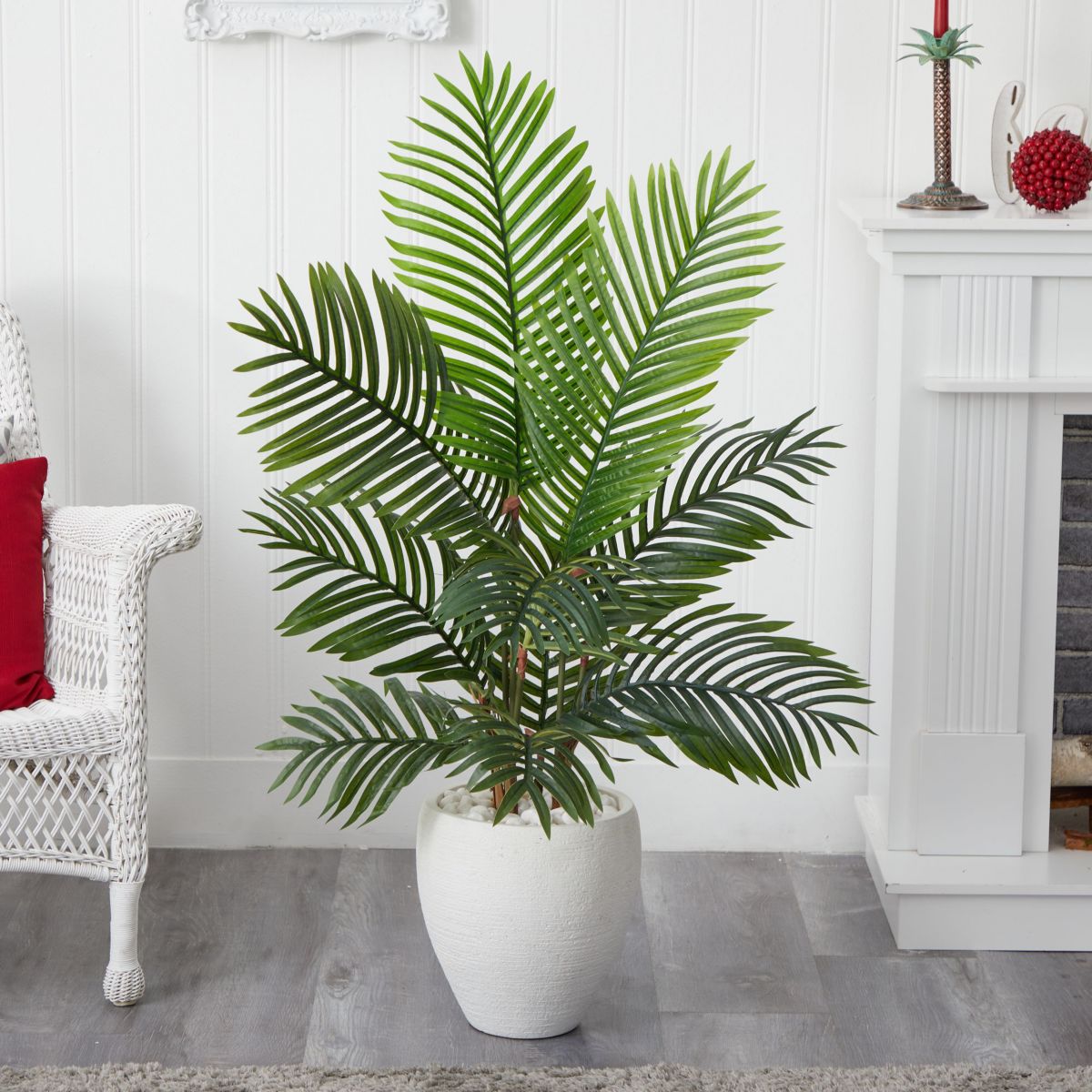 4.5-Foot Paradise Palm Artificial Tree in White Planter