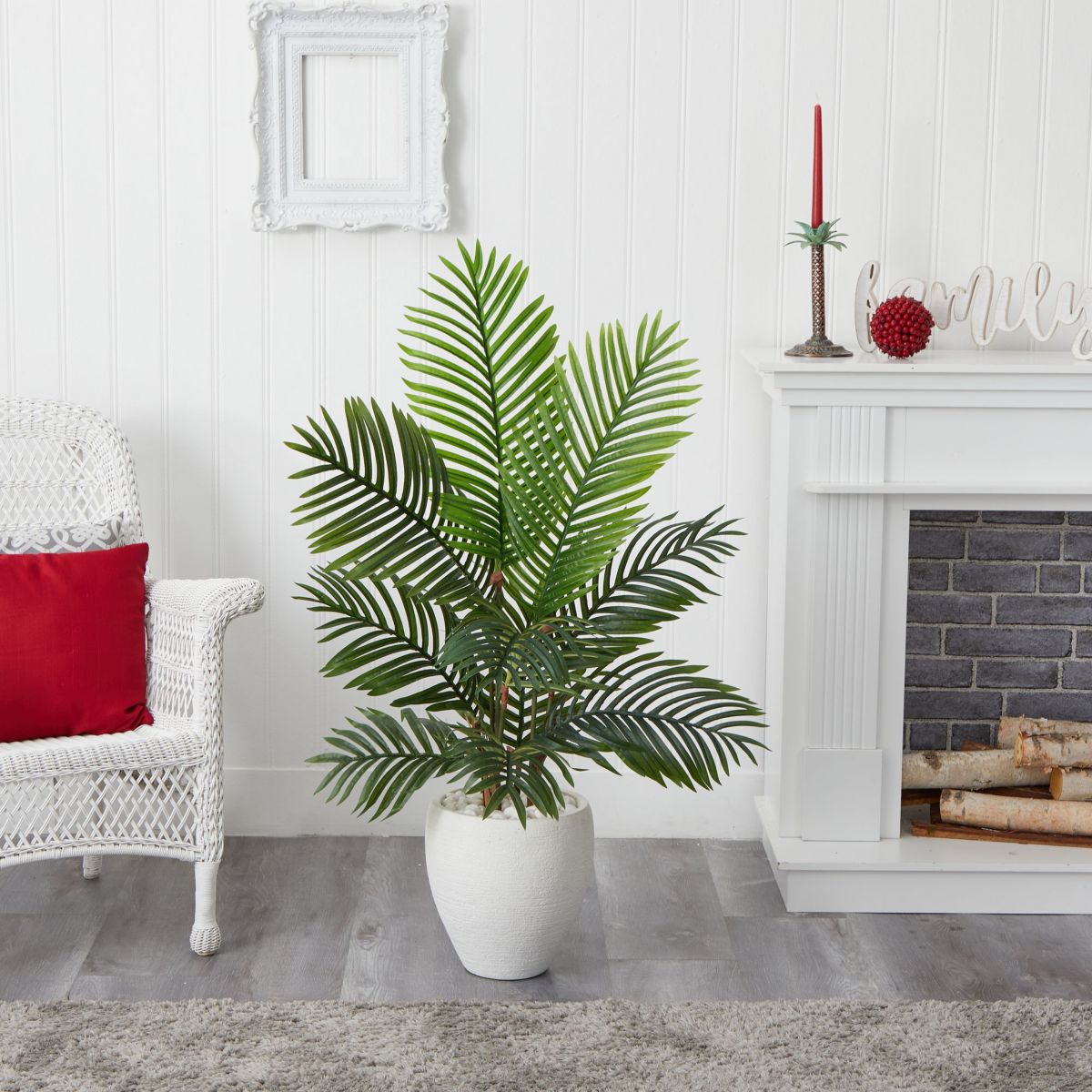 4.5-Foot Paradise Palm Artificial Tree in White Planter