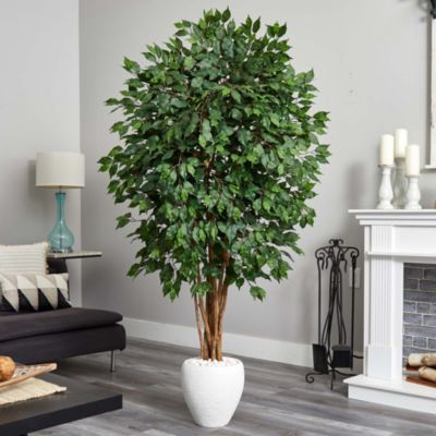 6-Foot Ficus Artificial Tree in White Planter