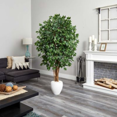 6-Foot Ficus Artificial Tree in White Planter