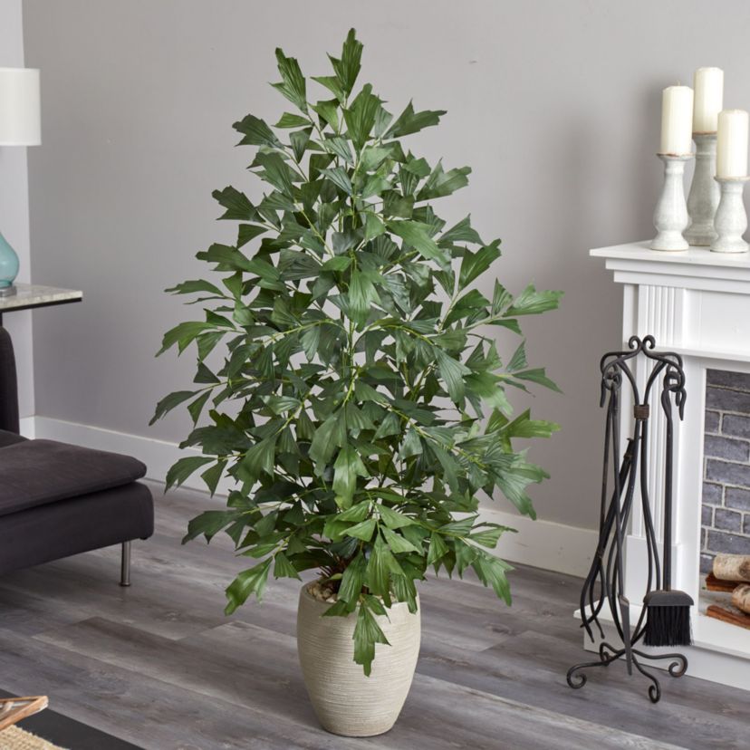 5-Foot Fishtail Palm Artificial Tree in Sand Colored Planter