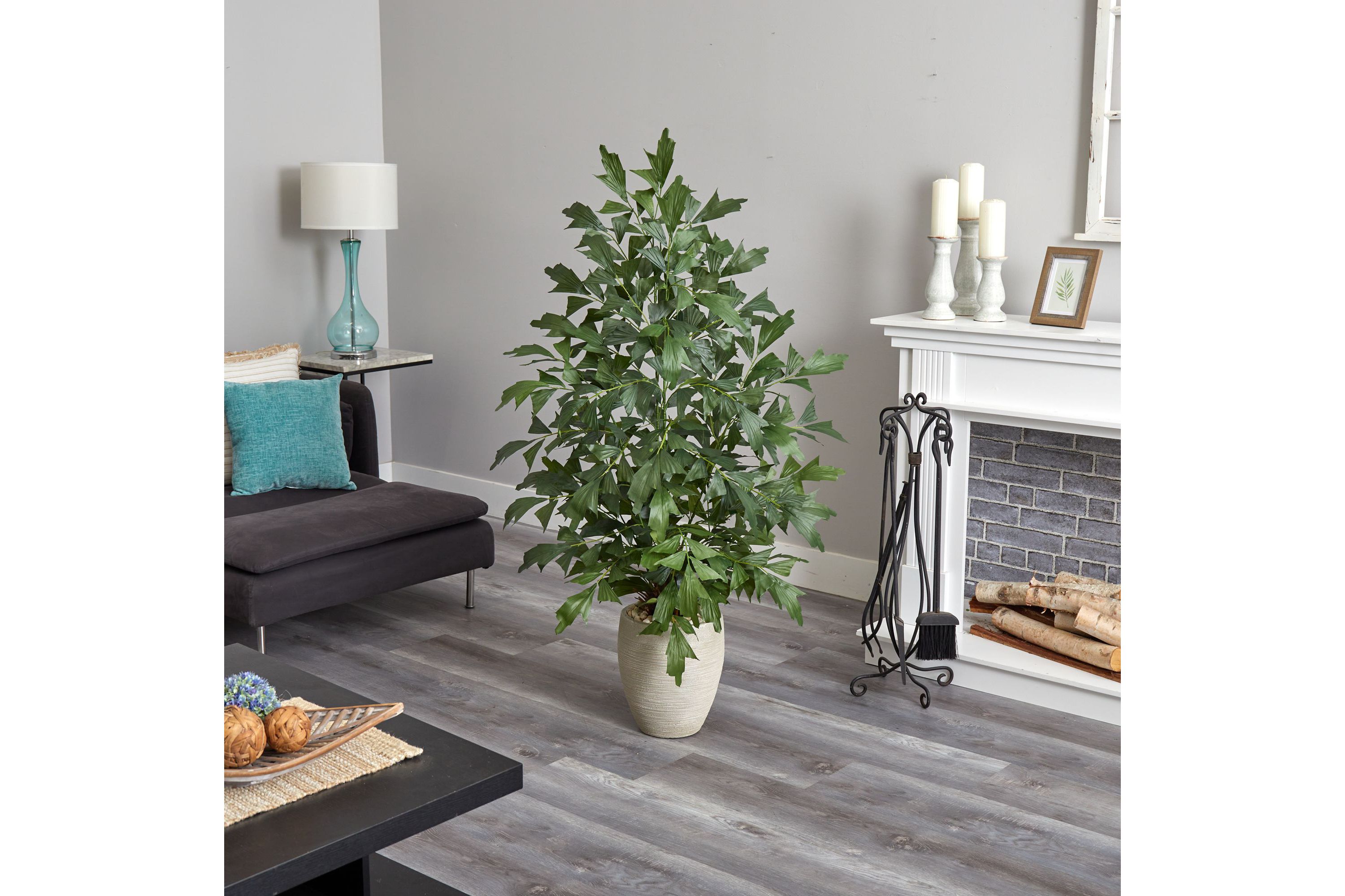 5-Foot Fishtail Palm Artificial Tree in Sand Colored Planter
