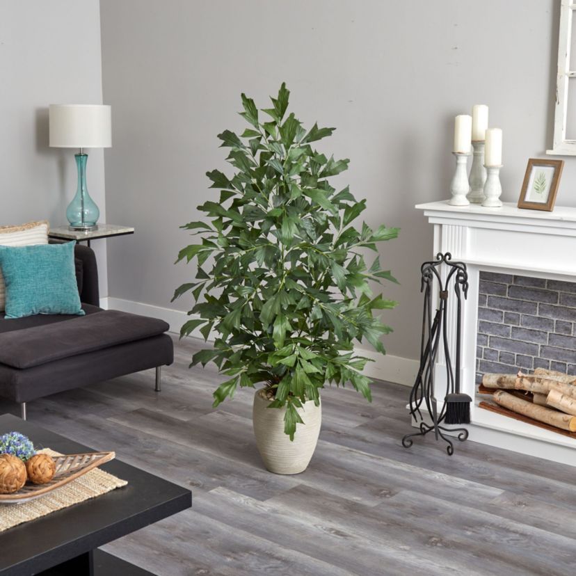 5-Foot Fishtail Palm Artificial Tree in Sand Colored Planter