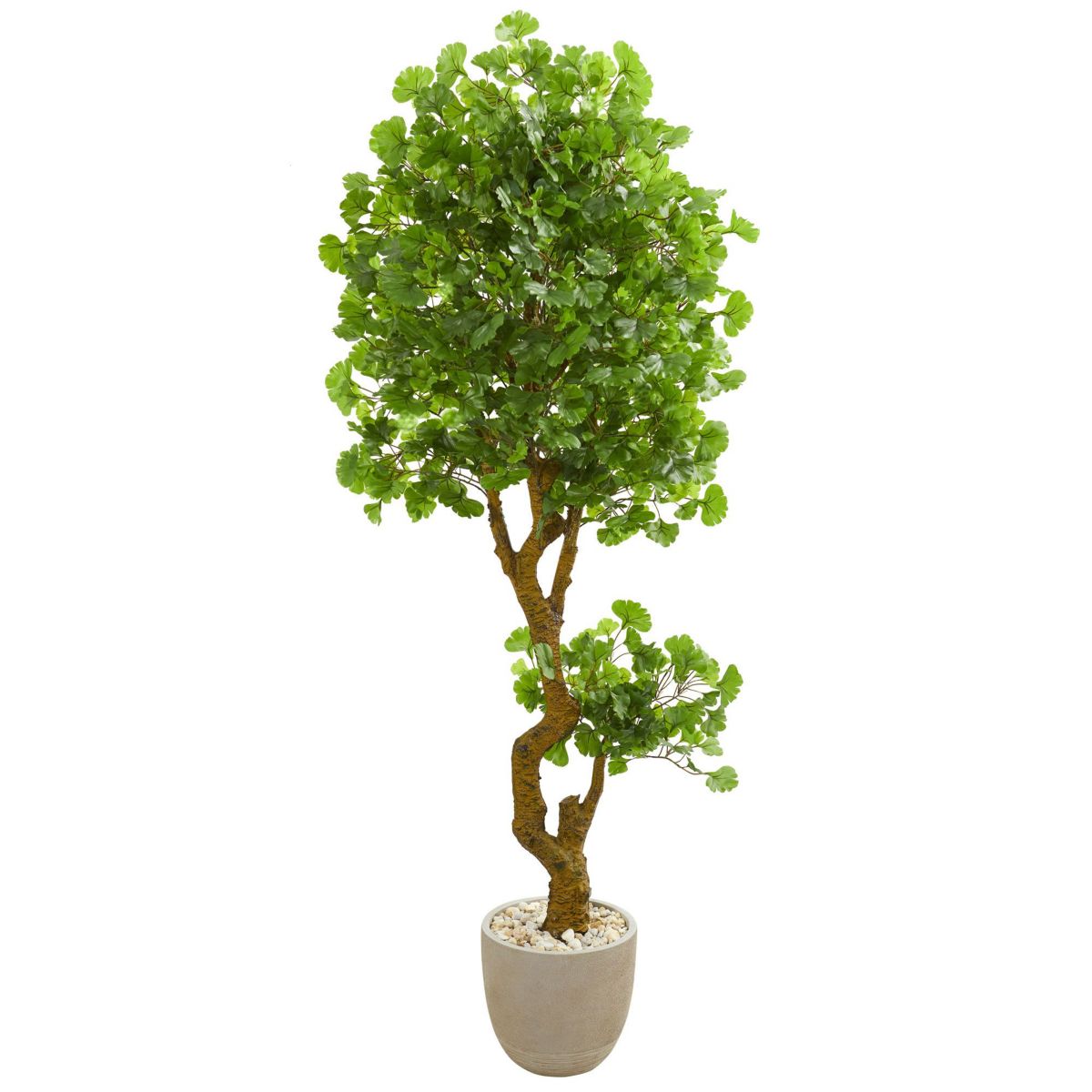 6.5-Foot Jingo Artificial Tree in Sand Colored Planter UV Resistant (Indoor/Outdoor)