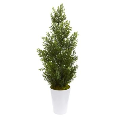 27-Inch Mini Cedar Artificial Pine Tree in Decorative Planter (Indoor/Outdoor)