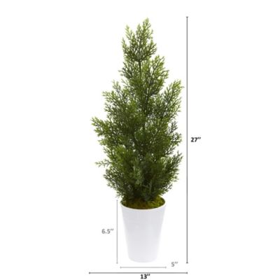 27-Inch Mini Cedar Artificial Pine Tree in Decorative Planter (Indoor/Outdoor)